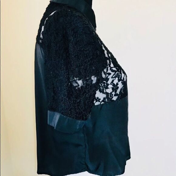 OLSONBOYE🌹Black Lace Blouse Short-Sleeve Top - Picture 4 of 8